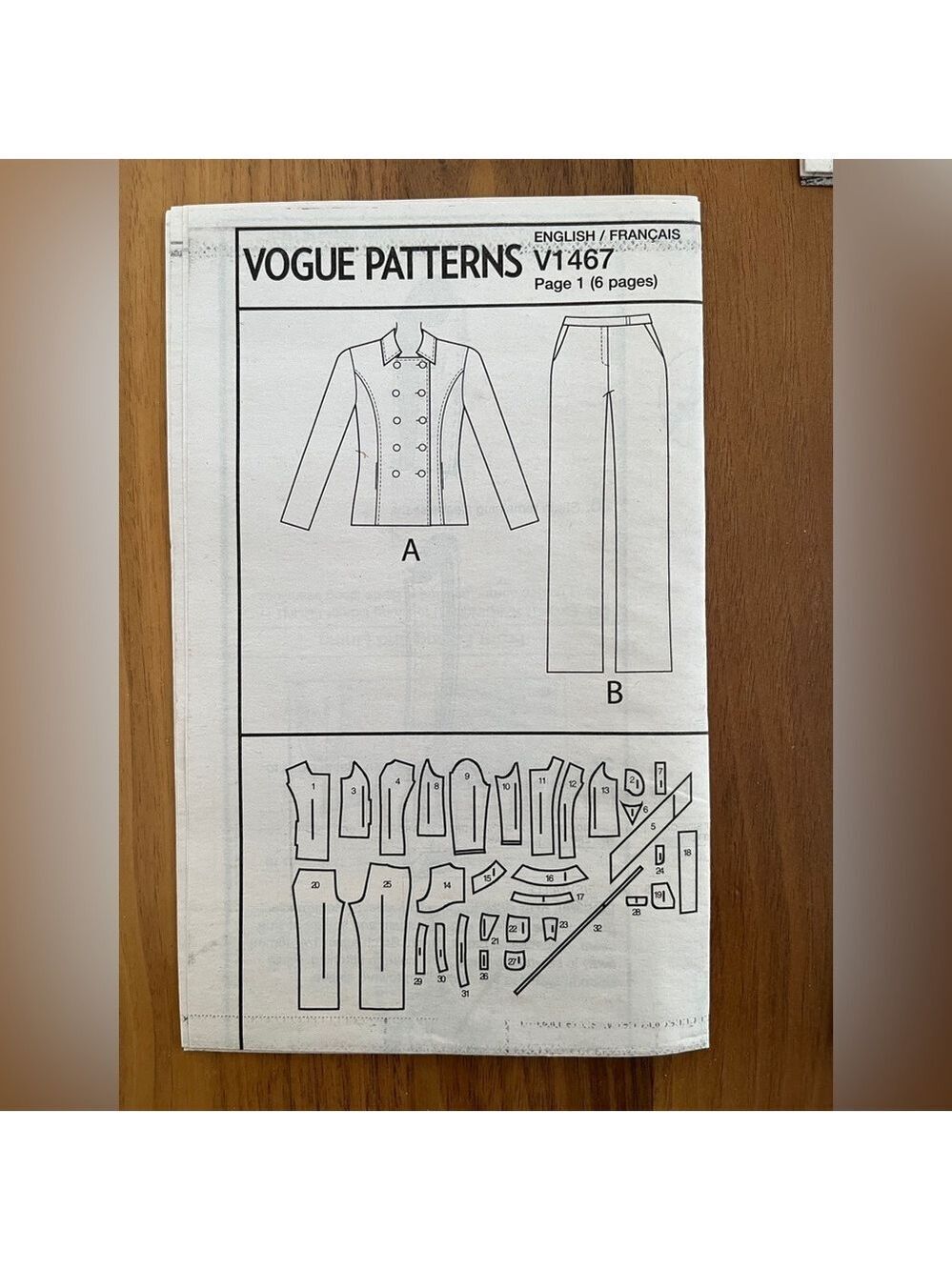 VOGUE Patterns American Designer Anne Klein V1467/E5 Advanced Jacket Pants Uncut - Picture 3 of 10